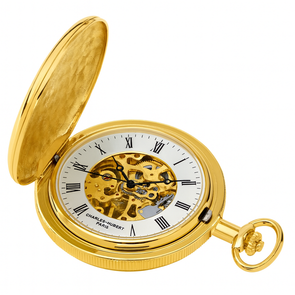 Gold-Plated Hunter Case Mechanical Pocket Watch